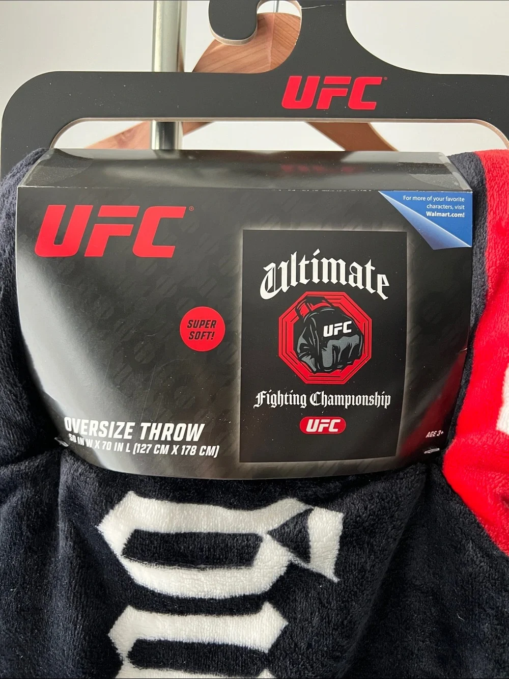 Ultimate UFC Black & Red Plush Throw Blanket with White Script
